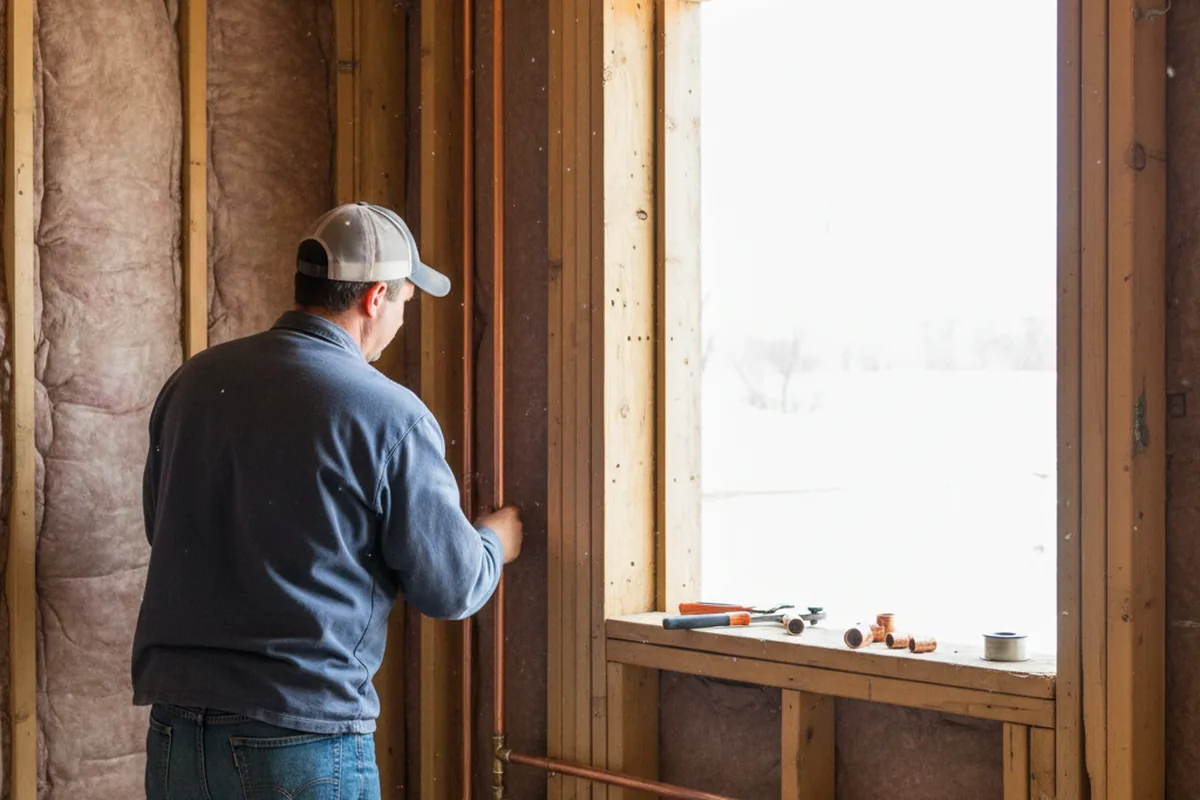 Licensed plumber running new copper supply lines in a Midvale home